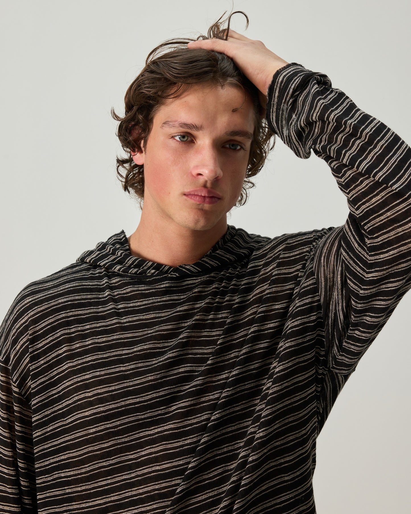 LAYERING HOODIE STRIPED LIGHTWEIGHT JERSEY