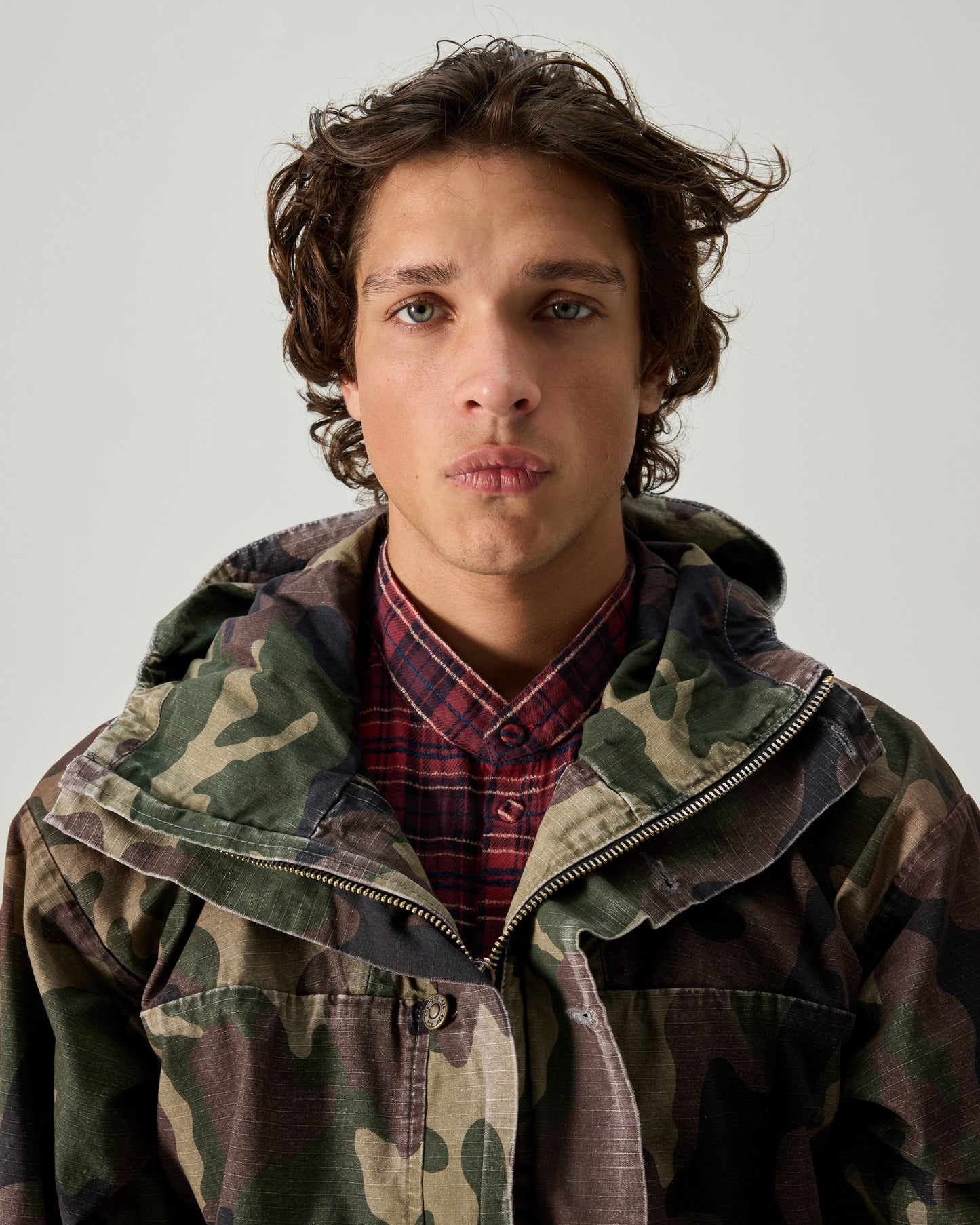 CROPPED PARKA DOUBLE FACED RIP STOP IN GREEN