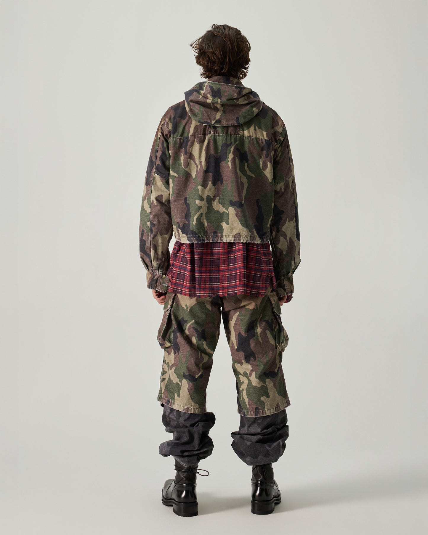 CROPPED PARKA DOUBLE FACED RIP STOP IN GREEN