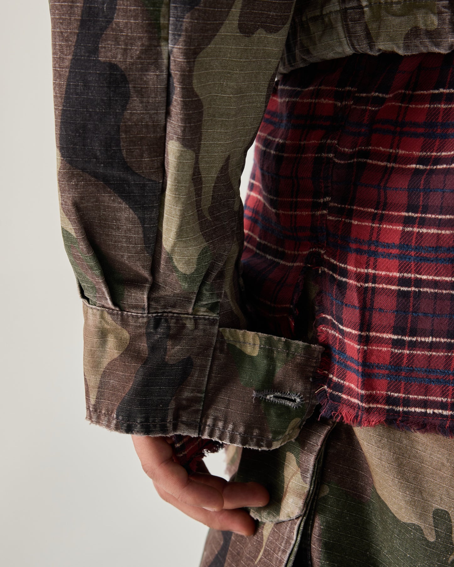 CROPPED PARKA DOUBLE FACED RIP STOP IN GREEN