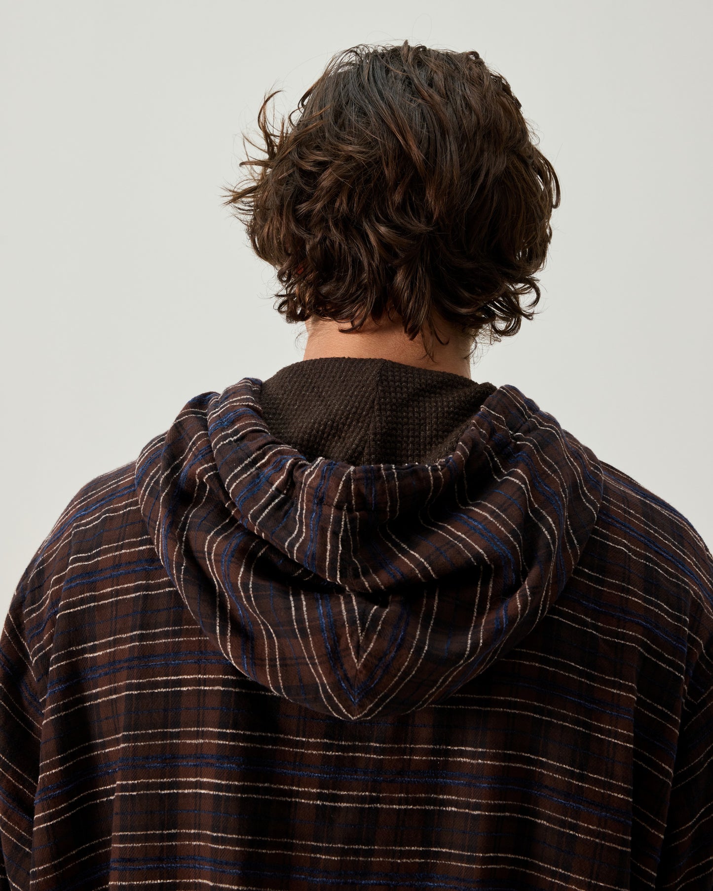 WRAPPED HOODIE EMBROIDERED FLANNEL IN BROWN