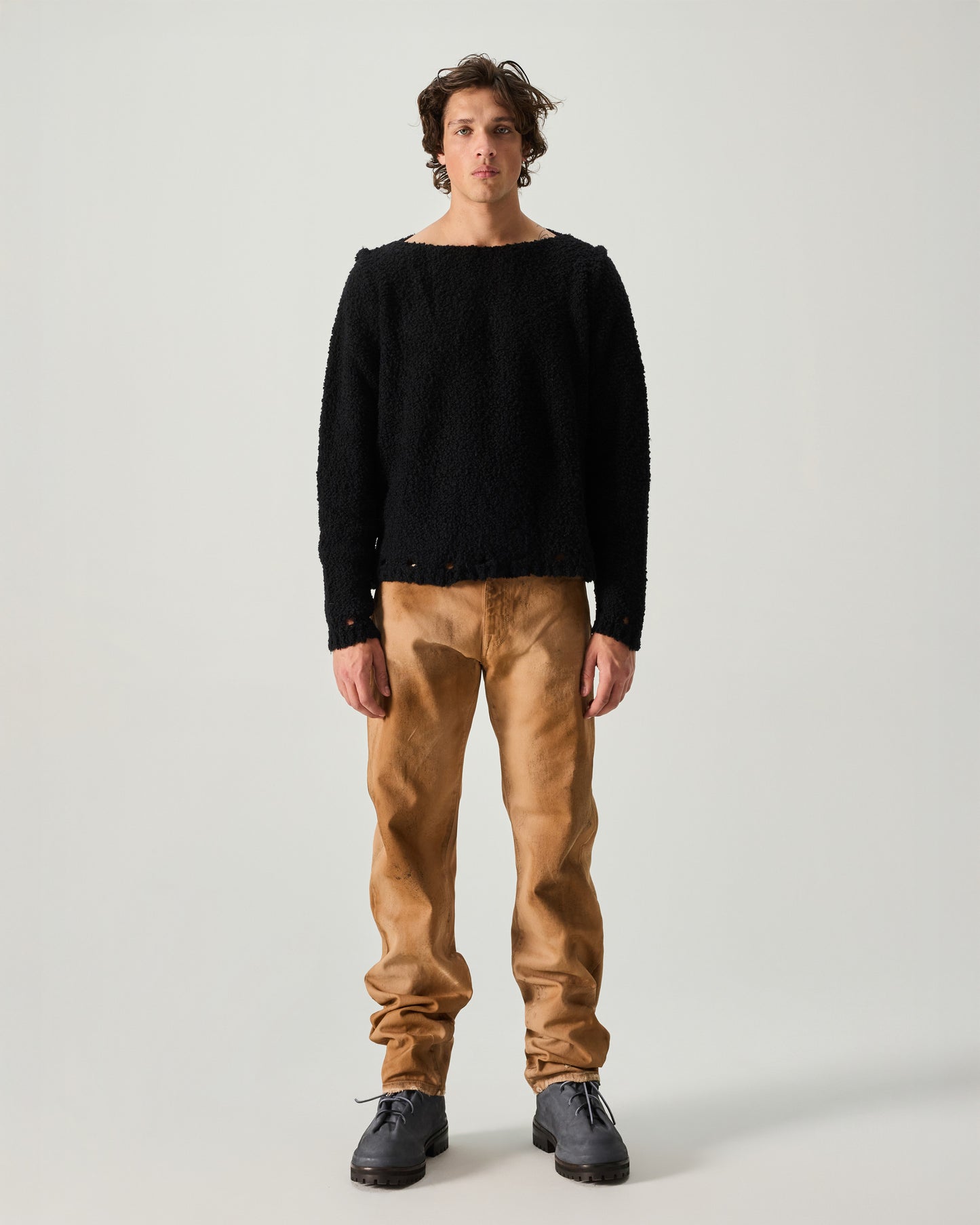 BABY SWEATER BOUCLE YARN IN BLACK