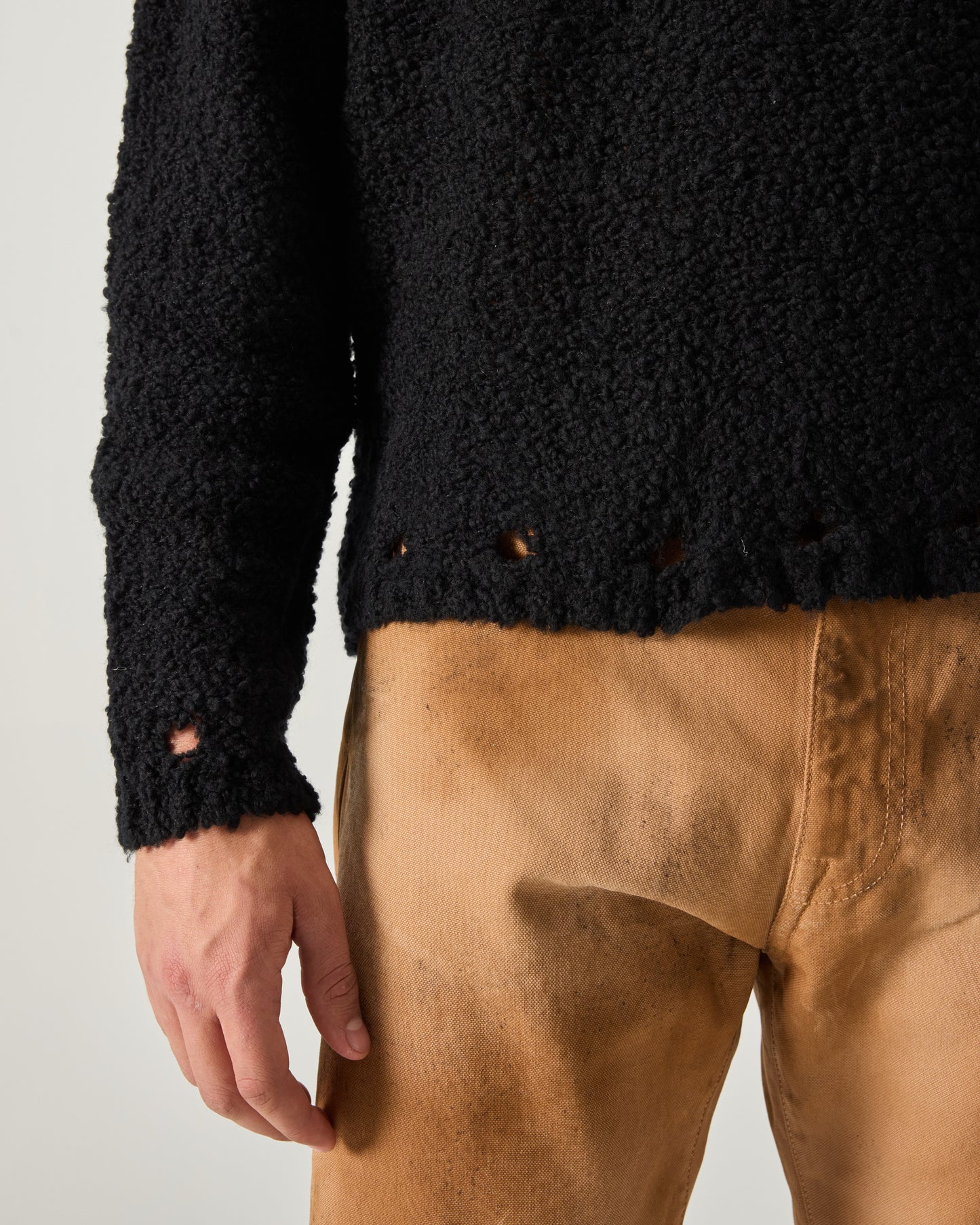 BABY SWEATER BOUCLE YARN IN BLACK