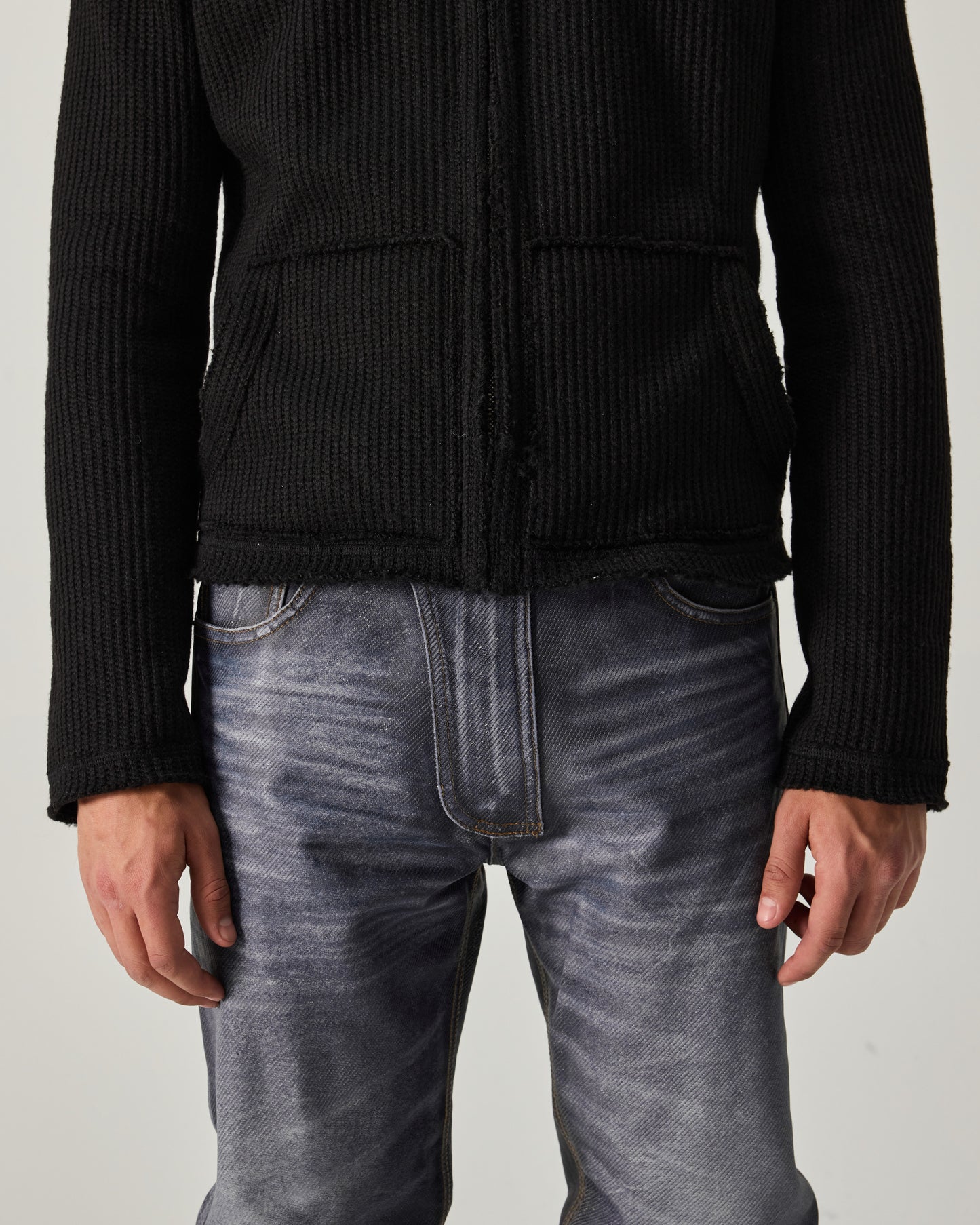 BABY HOODIE ENGLISH RIB KNIT IN BLACK