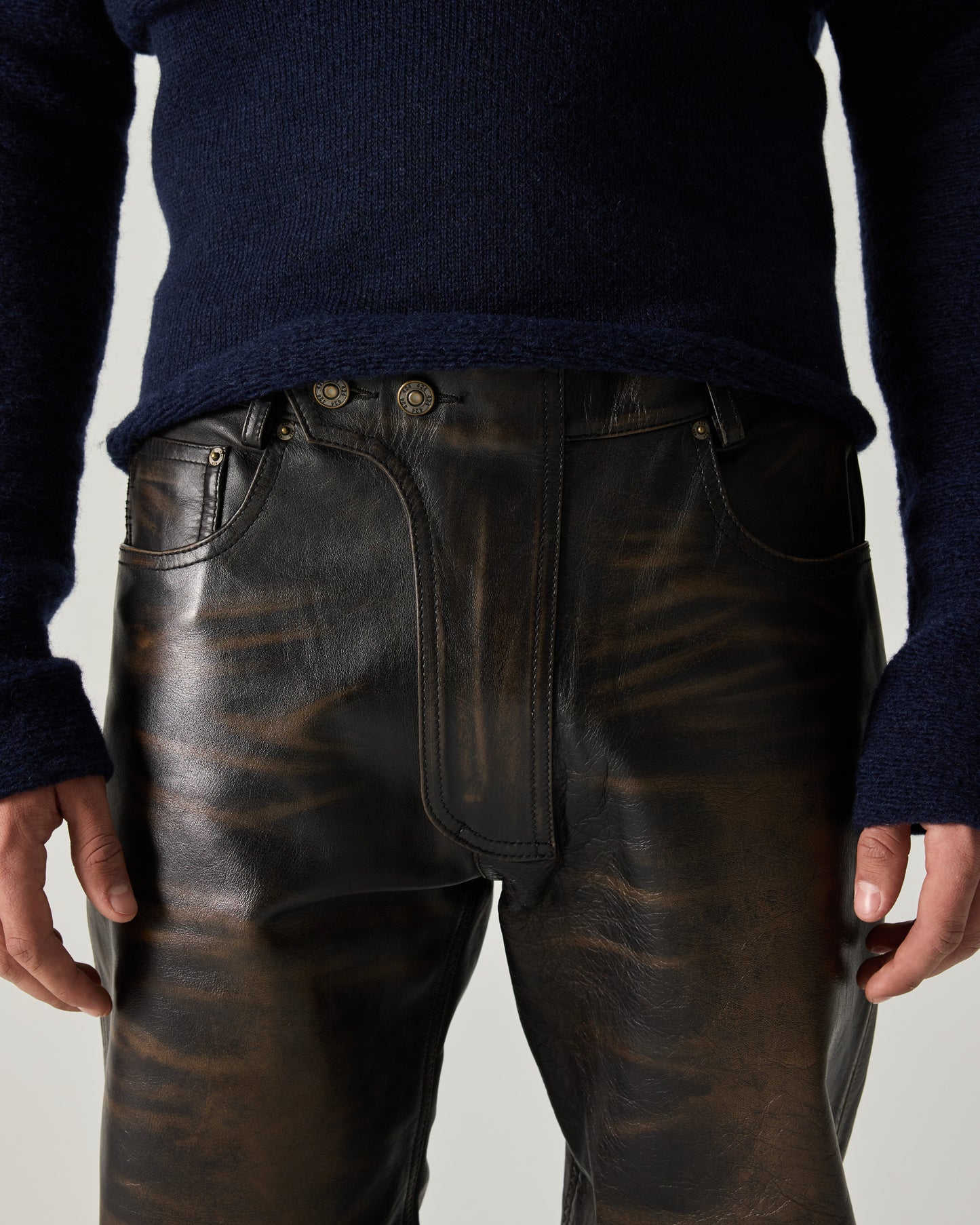 NEW 424 LEATHER FIVEPOCKET RUB OFF LEATHER IN CHEETAH