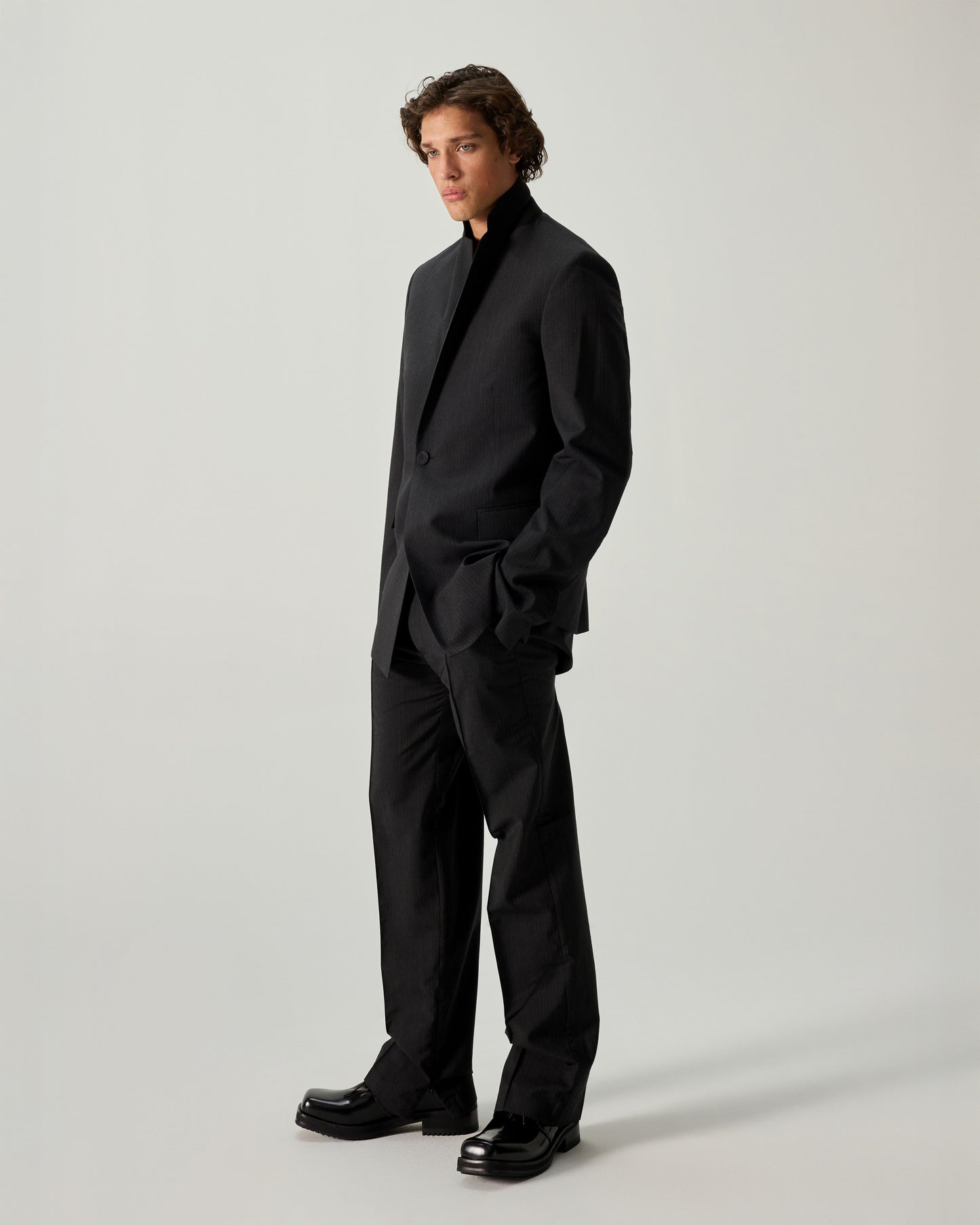 FIGO PANTS PINSTRIPES WOOL IN BLACK
