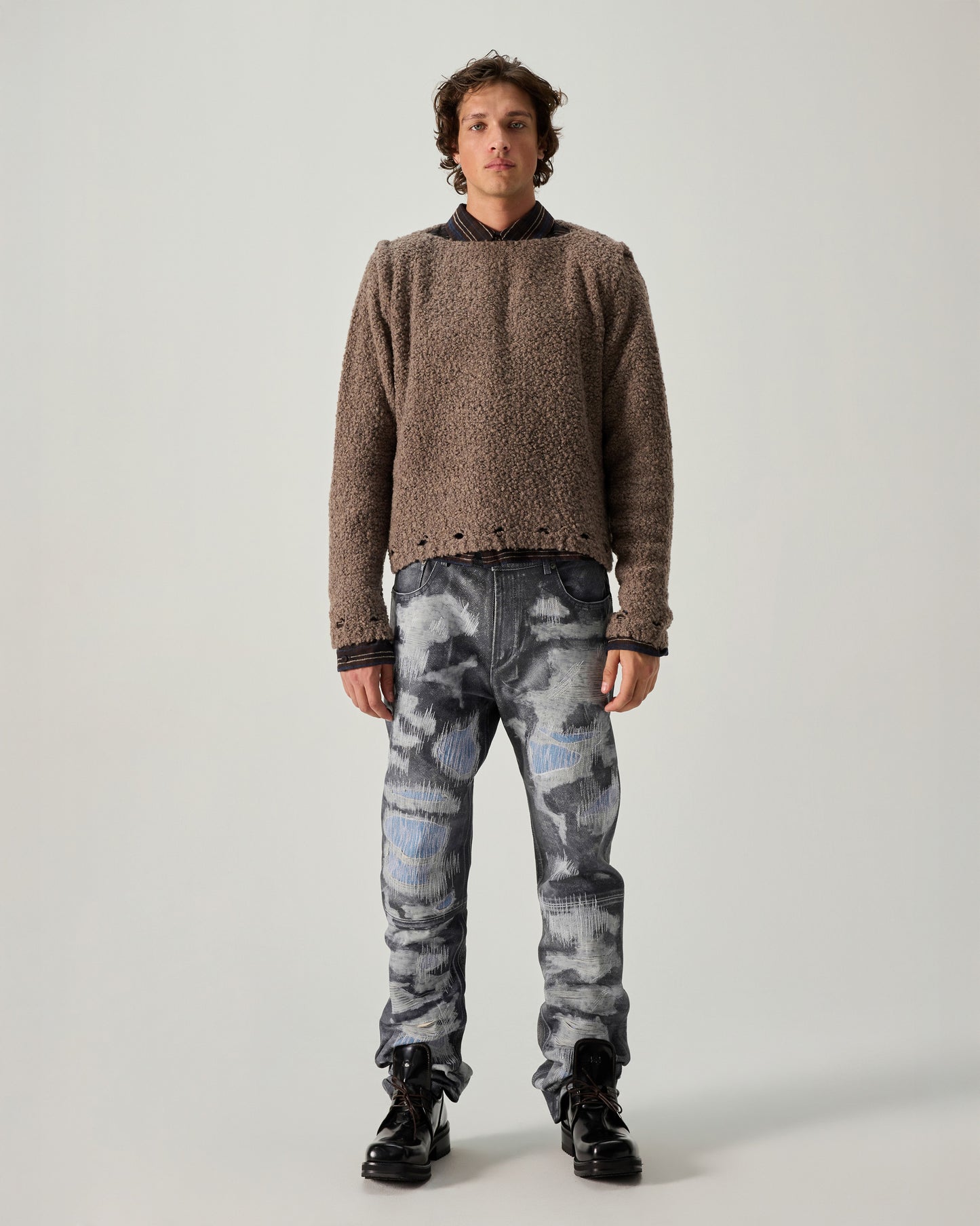 DISTRESSED 424 LEATHER FIVEPOCKET IN BLUE