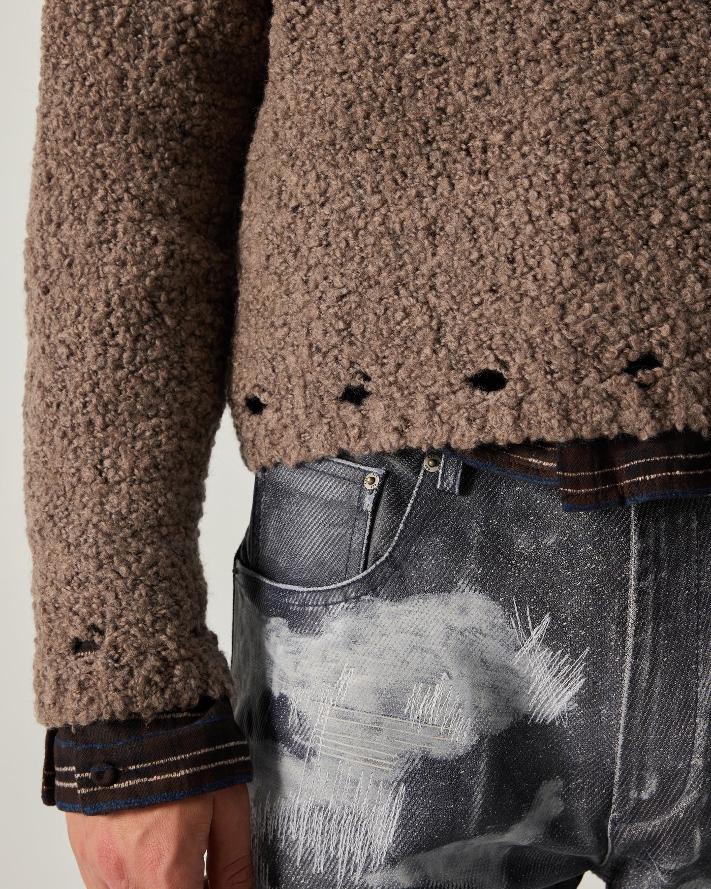 BABY SWEATER BOUCLE YARN IN BROWN