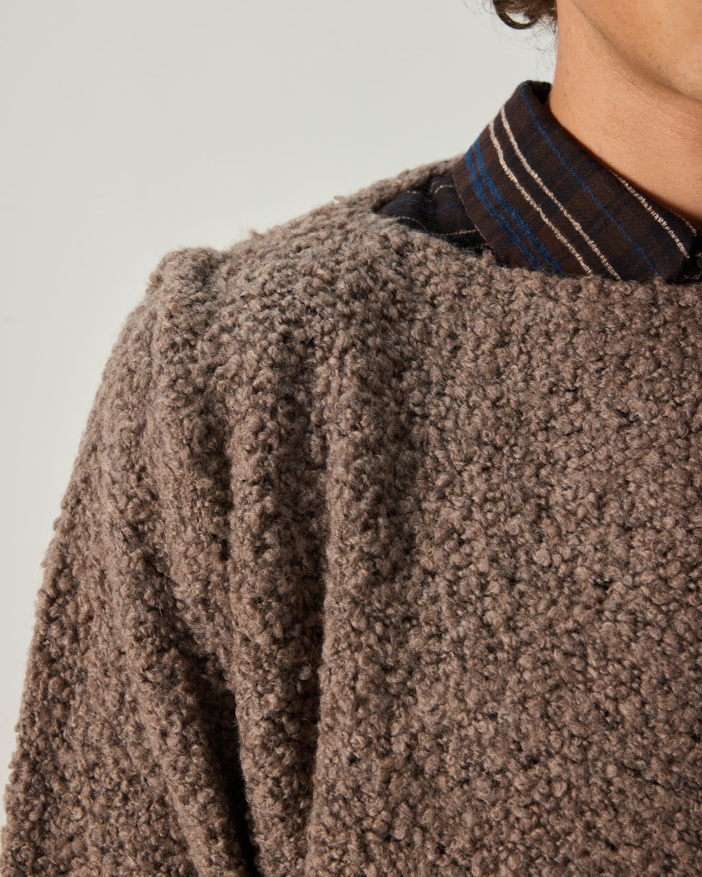 BABY SWEATER BOUCLE YARN IN BROWN