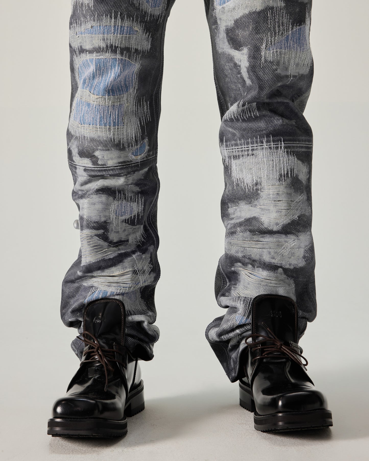 DISTRESSED 424 LEATHER FIVEPOCKET IN BLUE