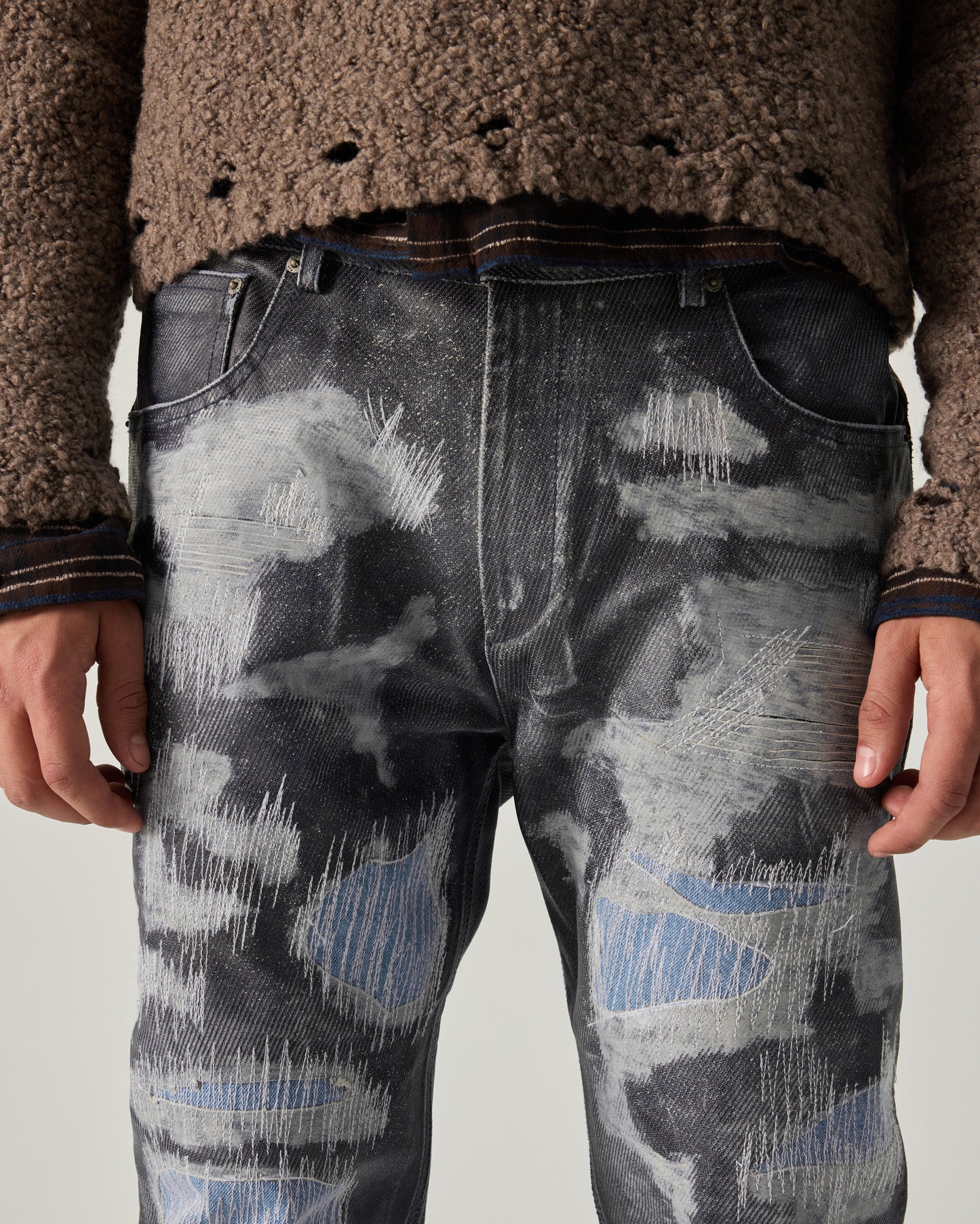 DISTRESSED 424 LEATHER FIVEPOCKET IN BLUE