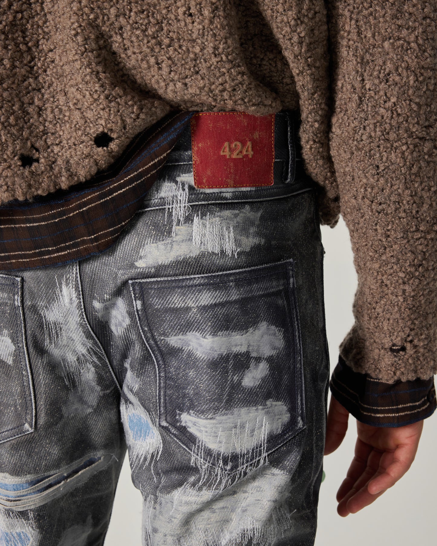 DISTRESSED 424 LEATHER FIVEPOCKET IN BLUE