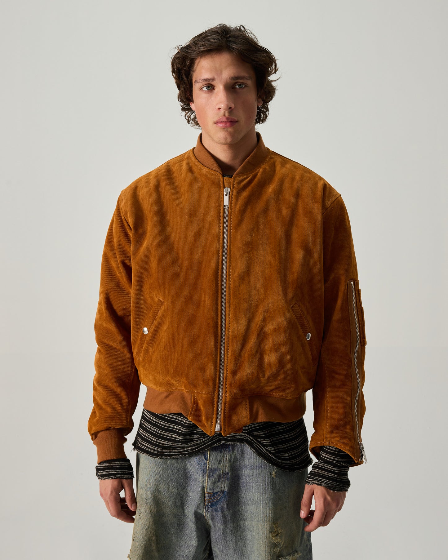 MILITARY BOMBER CORDUROY LEATHER