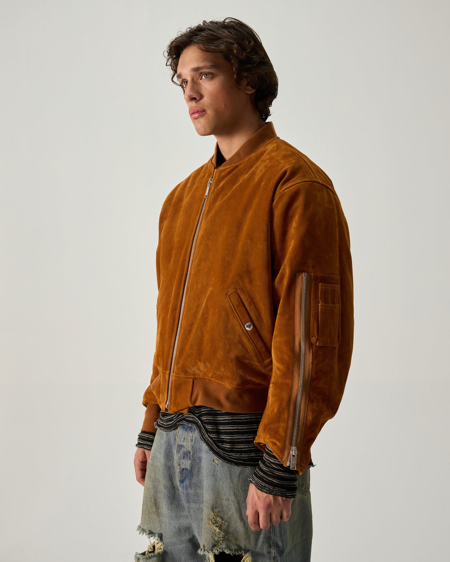 MILITARY BOMBER CORDUROY LEATHER