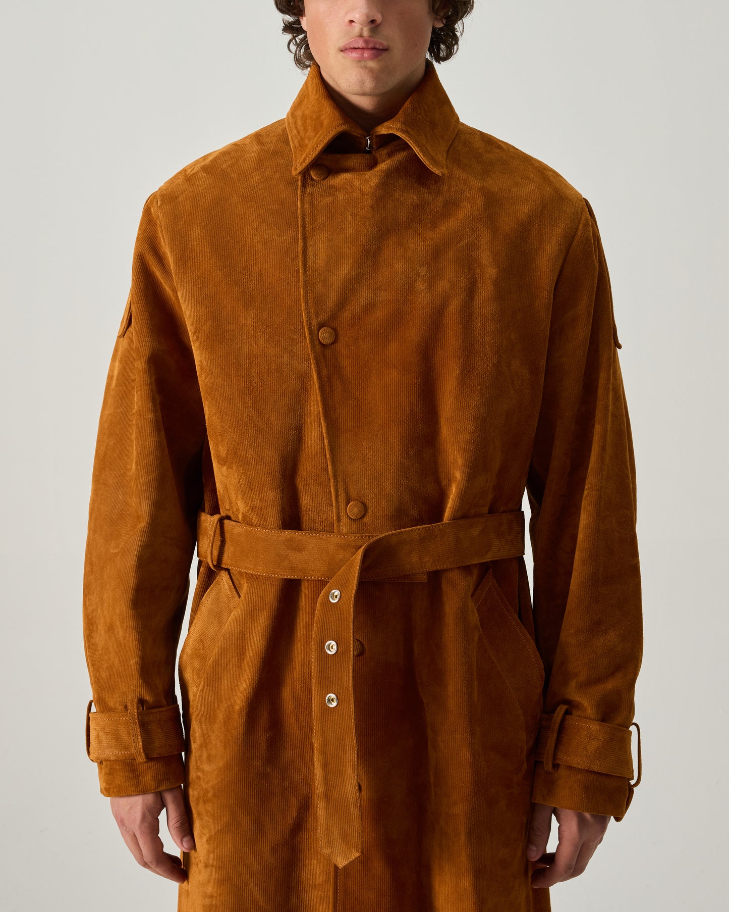 424 BELT TRENCH CORDUROY IN CARAMEL