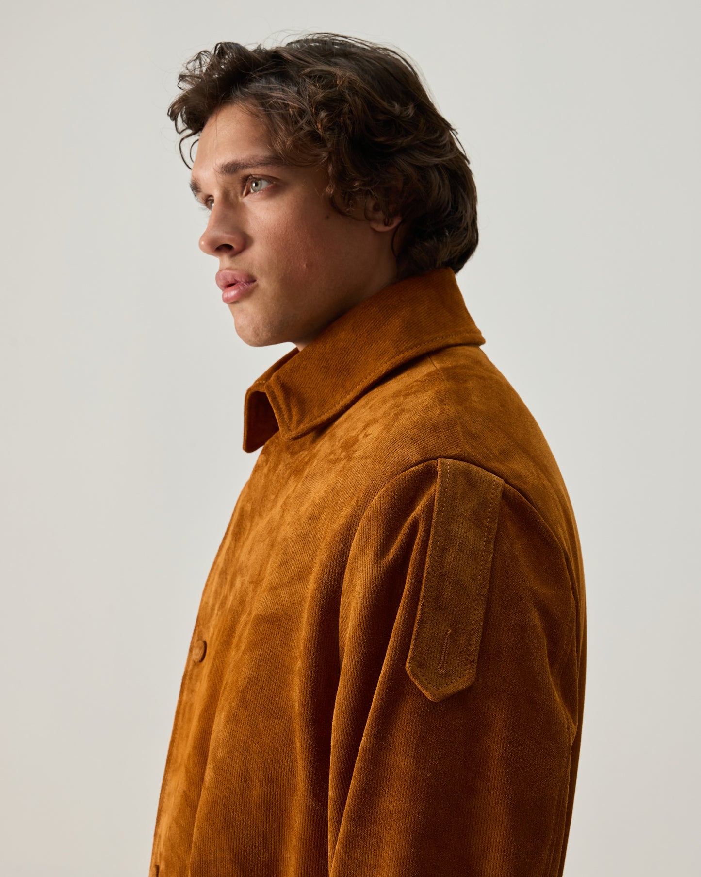 ONE BUTTON BLAZER CORDUROY LEATHER IN CARAMEL