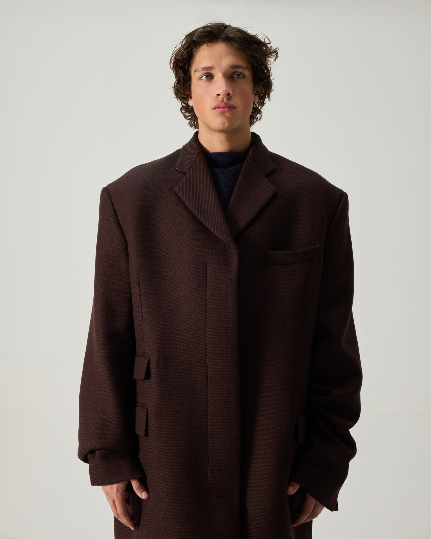 MASTER COAT WOOL BATAVIA IN BROWN