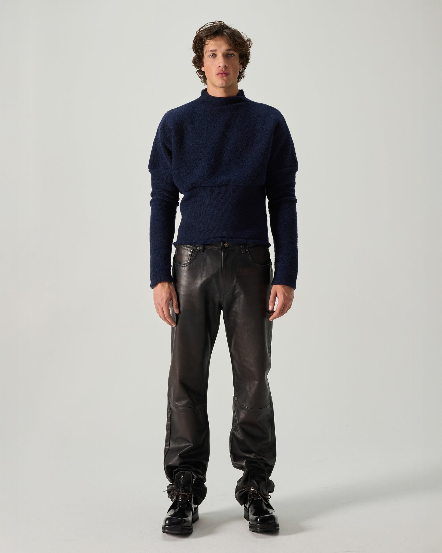 424 LEATHER FIVEPOCKET RUB OFF LEATHER BLACK AND BROWN