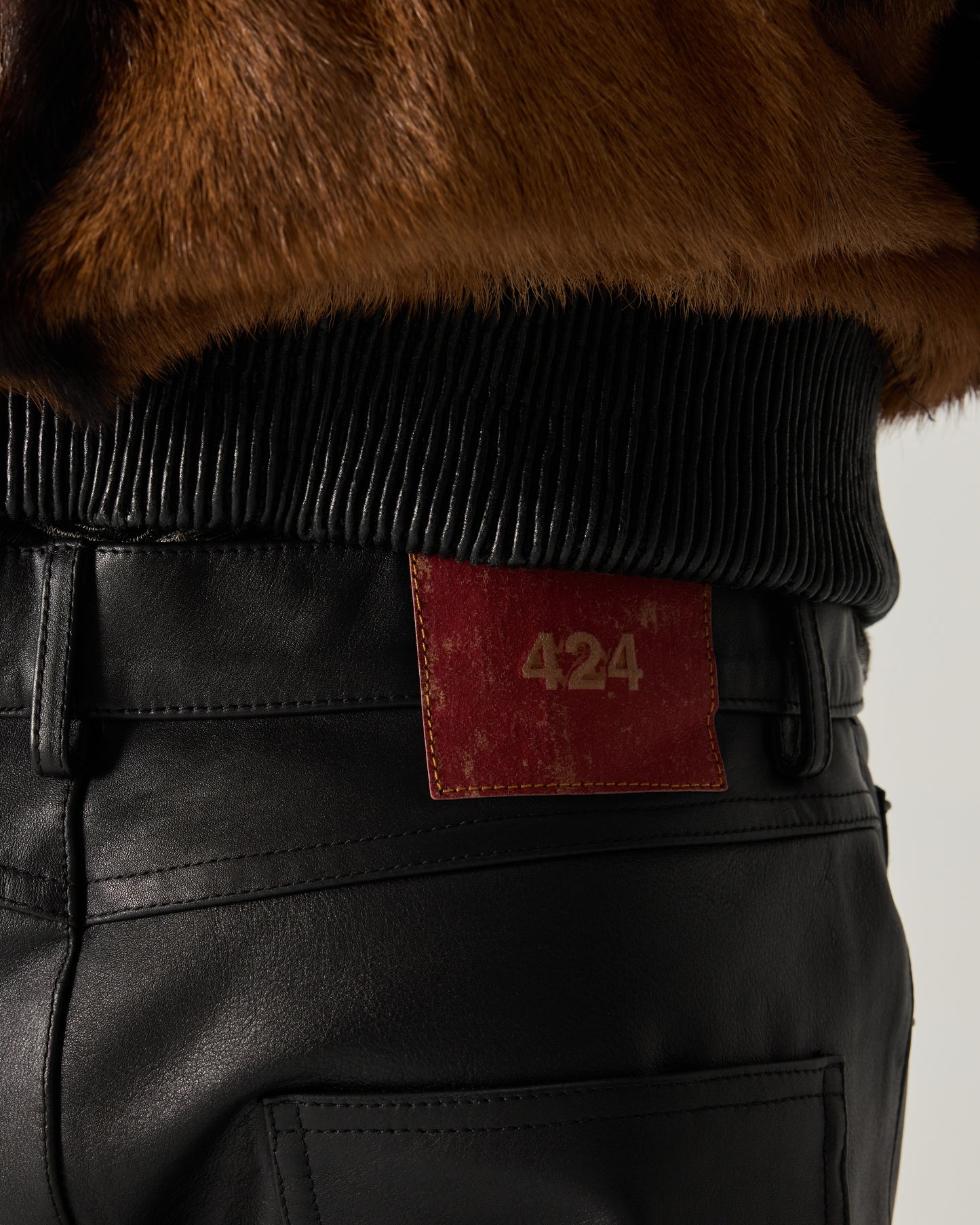 NEW 424 LEATHER MOTO FIVEPOCKET IN BLACK