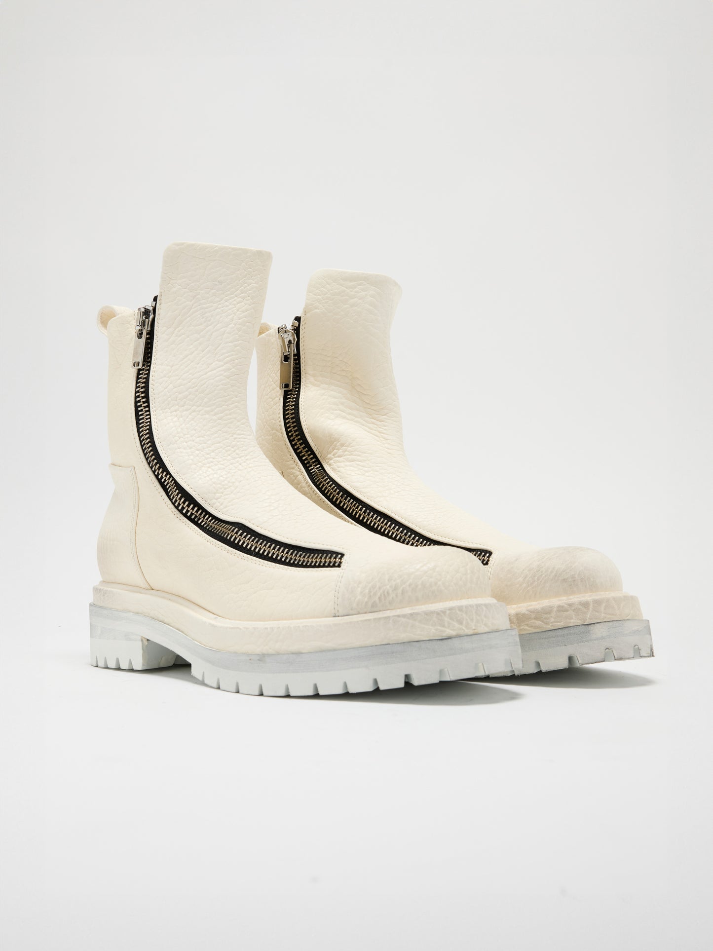 Double-Zipper Boots in White
